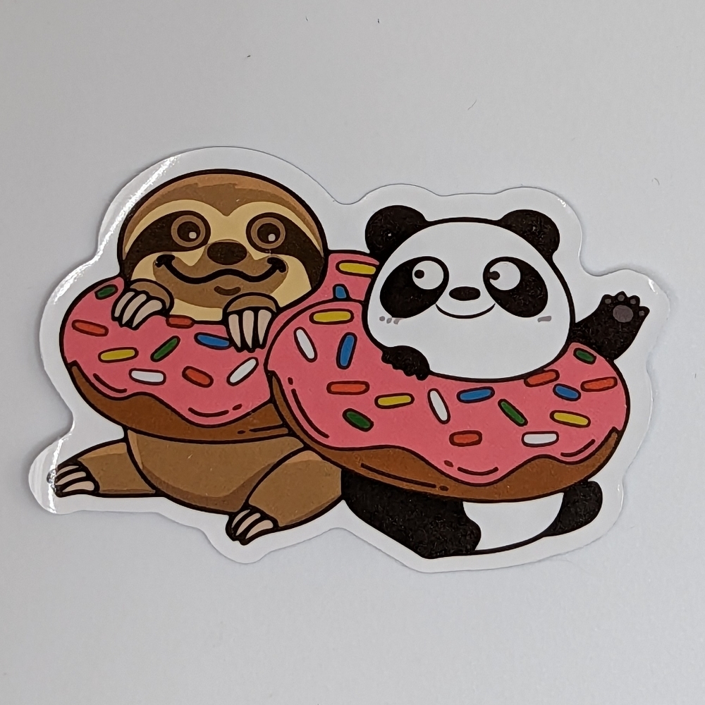 Sloth Panda Donuts Sticker